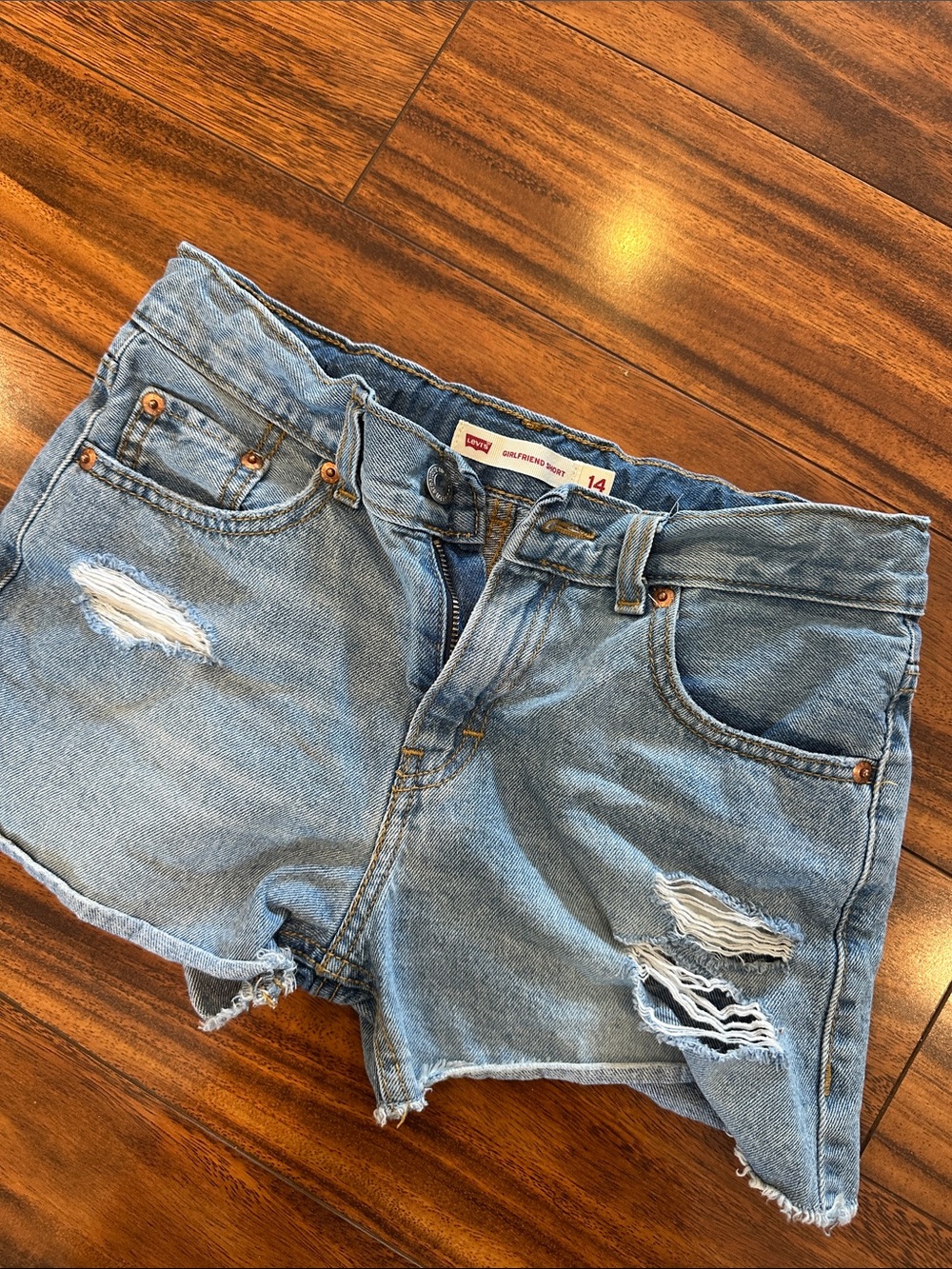 Levi's Light Wash Distressed Denim Cutoff Shorts